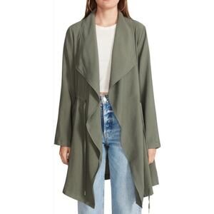 Steve Madden New Women's Drape Collar Open Front Jacket Coat Duster Green Small